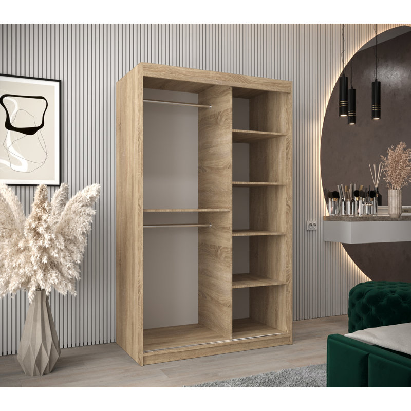 Abian 2 Door Manufactured Wood Wardrobe, Sonoma Oak/White