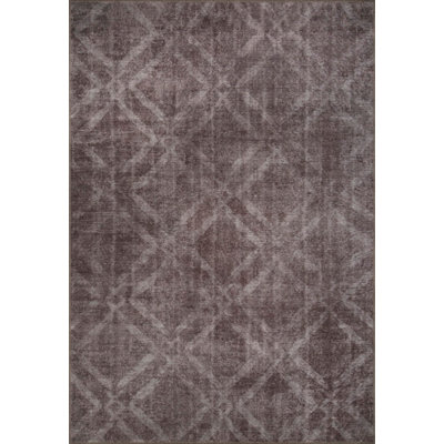 Tapis décoratif géométrique brun