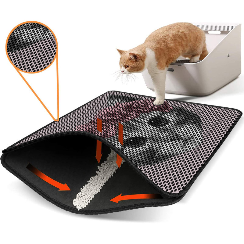 Tapis pour litière de qualité supérieure, 18 po x 24 po | 50% PVC / 50% polyester, lavable à la machine et passer l'aspirateur | Conception durable et facile à nettoyer pour les propriétaires d'animaux de compagnie | Protégez vos planchers des dégâts de la litière
