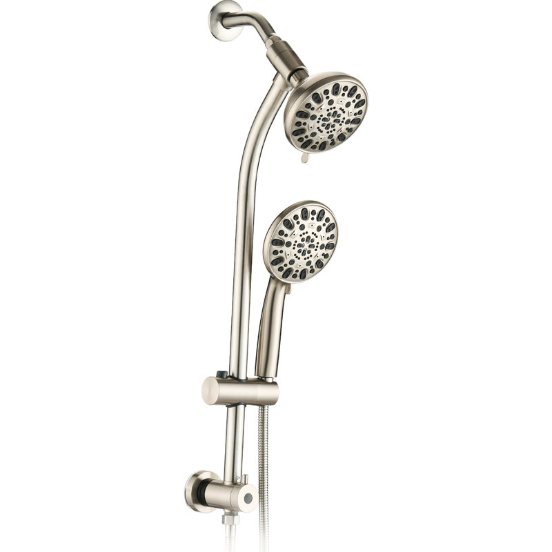 Stainless Steel Slide Bar Shower - 7 Dual Spa Head, 5" Abs Wall Mount, 1.8 Gpm, Adjustable Spray Patterns, 59" Hose, Brushed Nickel