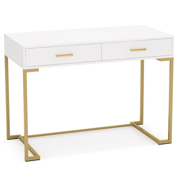 Secil Modern Desk with 2 Drawers Everly Quinn Color: Gold, Size: 29.9 H x 41.7 L x 19.7 W