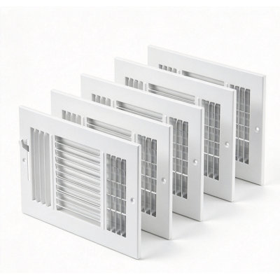 6-Pack 6 x 10 Inch White Return Air Vent Covers, 3-Direction Iron HVAC Vent Grilles with Adjustable Metal Damper, Rustproof Anti-Peeling Air Deflector for Wall and Ceiling