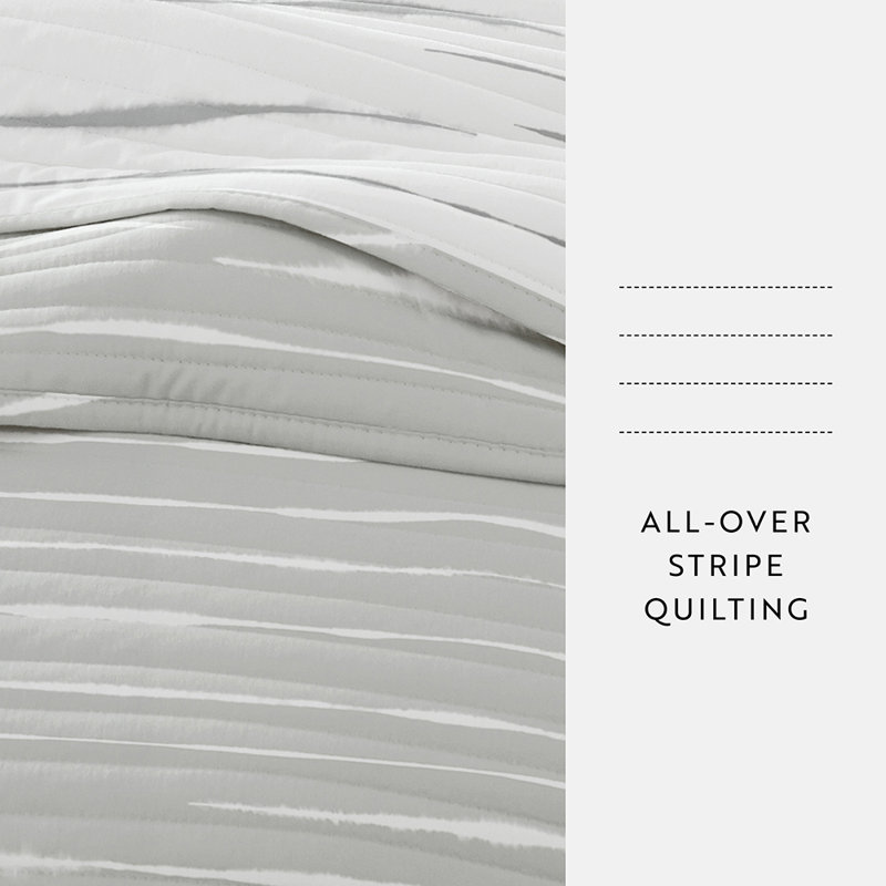 Light Gray Full Microfiber Reversible Quilt Set