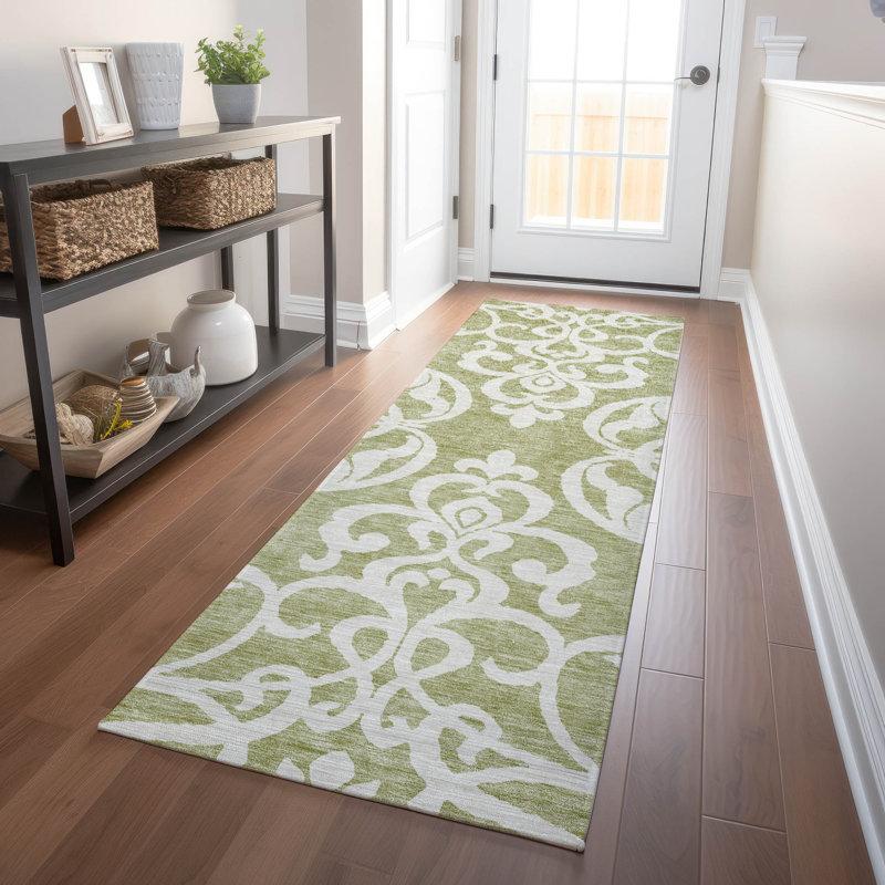 Chayden Washable Damask Indoor / Outdoor Rug, Runner 2'3" x 7'6"