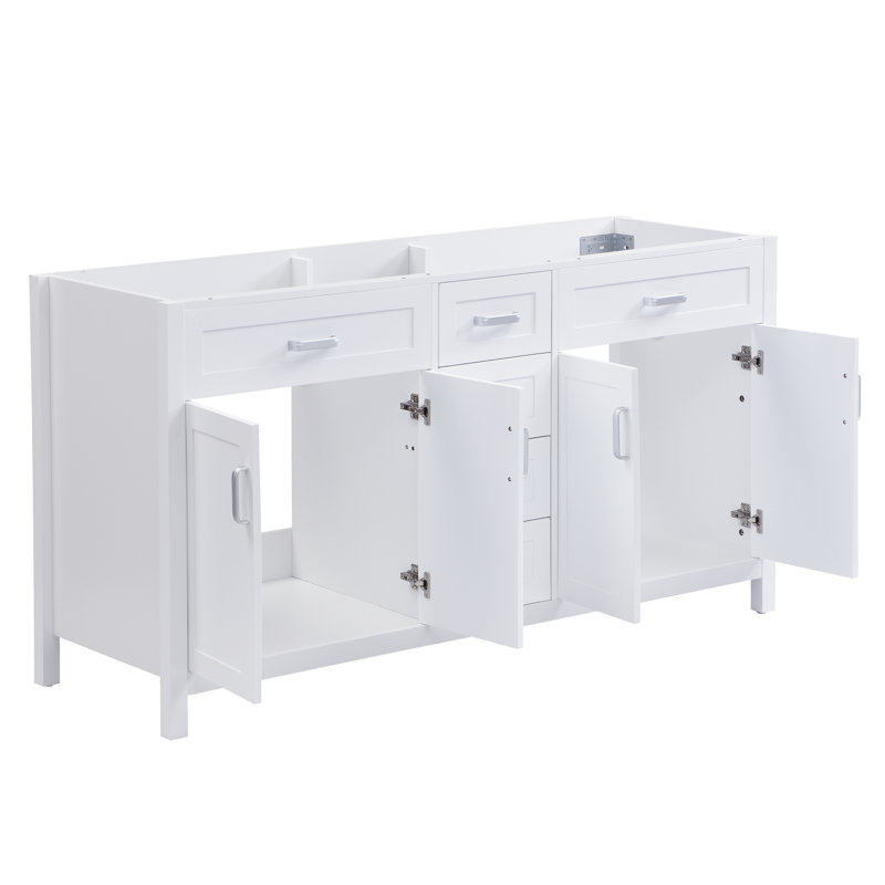 Meuble-lavabo moderne Kensington de 149 cm (58,7 po) avec 4 tiroirs, 2 armoires à double porte et quincaillerie à fermeture amortie