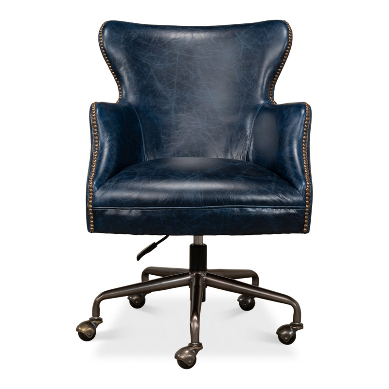 McKellen Leather Swivel Executive Chair, Chateau Blue