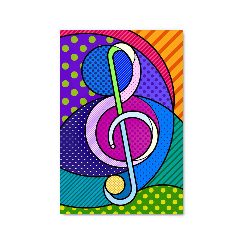 «Colorful Treble Clef», note de musique sur acrylique, H 36 po x l 24 po x P 1 po