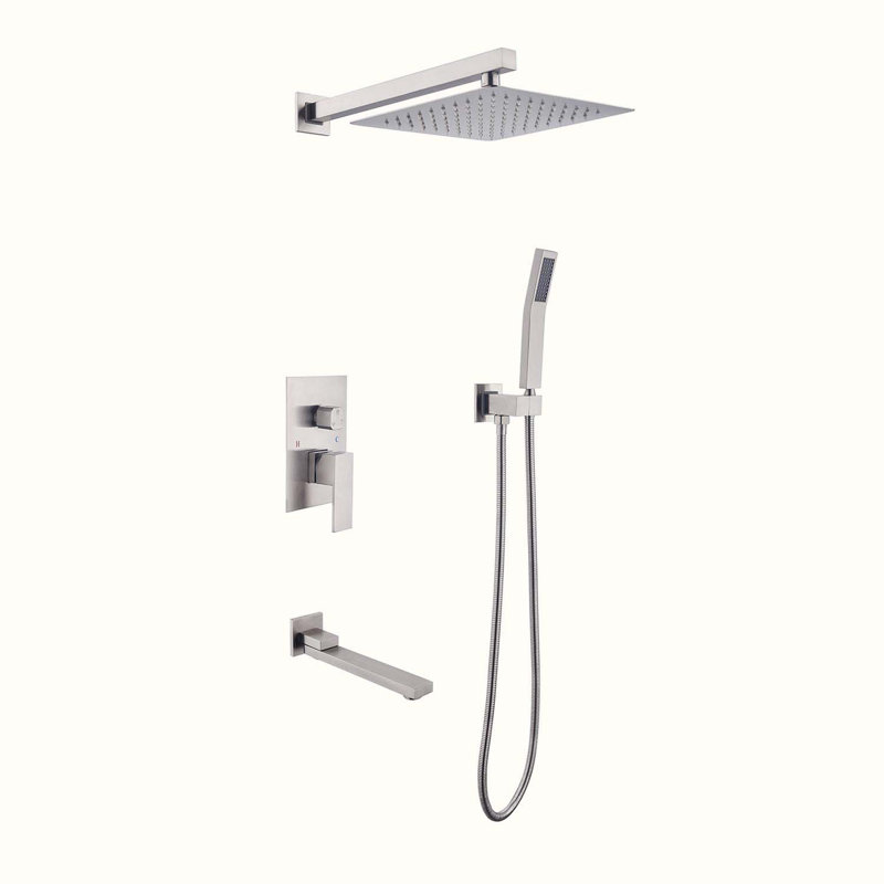 Système de douche complet avec valve brute, Nickel brossé