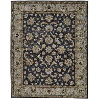 Eaton Wool Oriental Area Rug in Gray/Charcoal/Beige