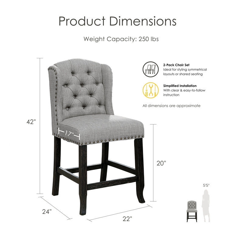 Adler 25.25" Counter Stool, Light Gray