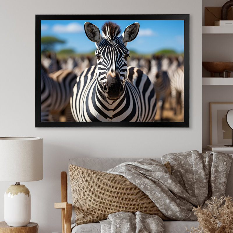 Zèbres d'Afrique, impression sur toile, H 24 po x l 32 po x P 1 po, Cadre photo noir