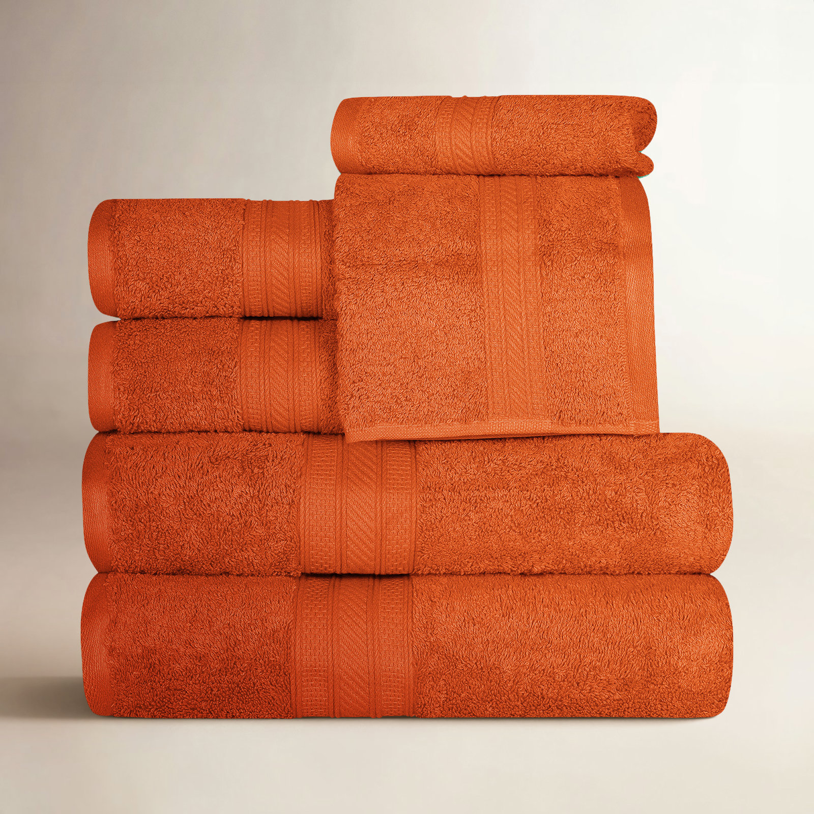 6-Piece Combed Cotton Towel Set, Sandstone