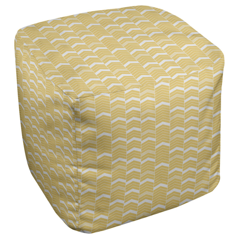 Repose-pieds cube à chevrons bicolores, Jaune clair