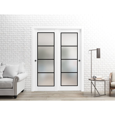 2132 Solid + Manufactured Wood Paneled without Installation Hardware Kit Sliding Closet Doors