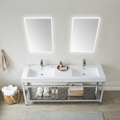 Hosteen 72"" Double Bathroom Vanity Set with Mirror -  Willa Arloâ¢ Interiors, 805FC609AB704A1AB207D9EB4C451675