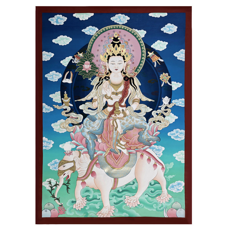 30" Samantabhadra Mantra | Brocadeless Thangka | Handmade | Acrylic Colour On Handmade Canvas