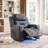 Hjalti 35.46" Dual Motor Power Recliner Chair Breathable Leather Massage and Heat Recliner with LED light and Refrigerated Cups Holder-1012766686