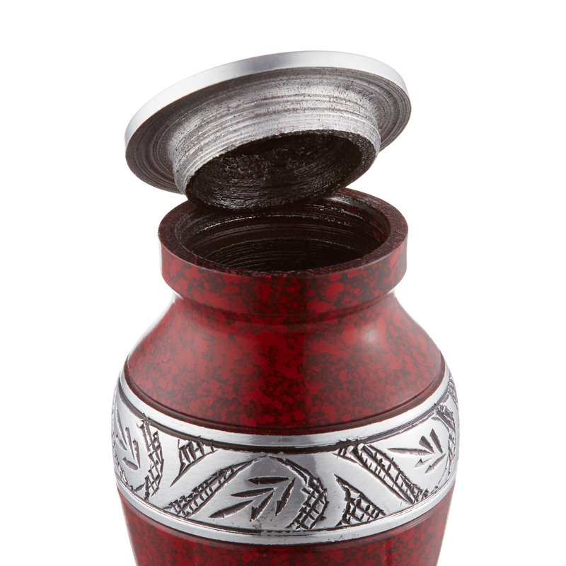 4-Piece Decorative Miniature Keepsake Memorial Urns, Red