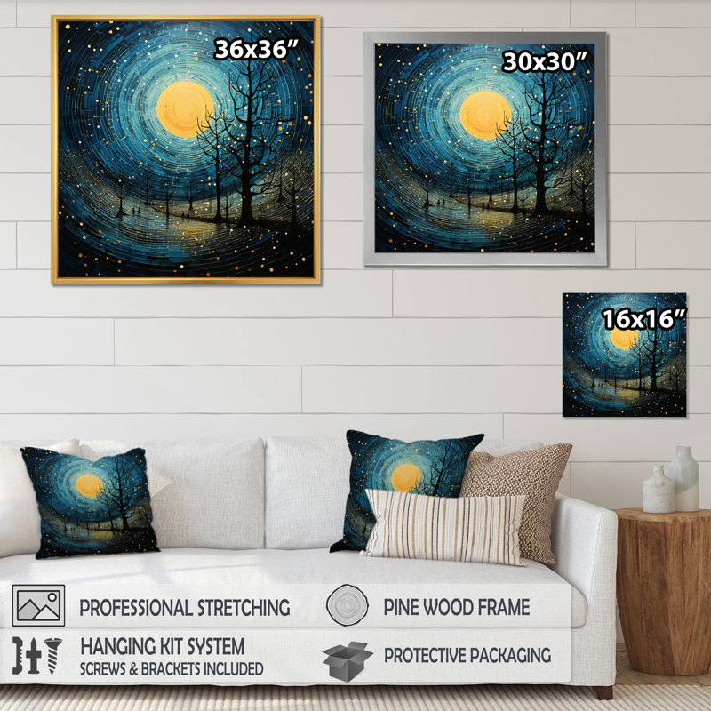 Lune bleue minimalisme III sur toile, Toile tendue, 30" H x 30" W