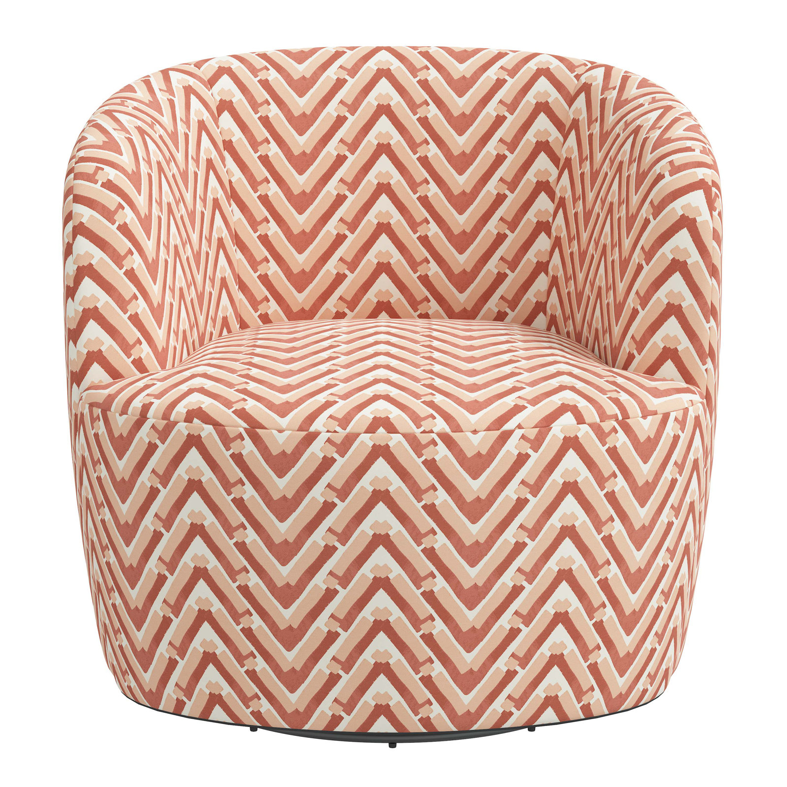 Mina Swivel Barrel Chair, Stroke Peach Chevron