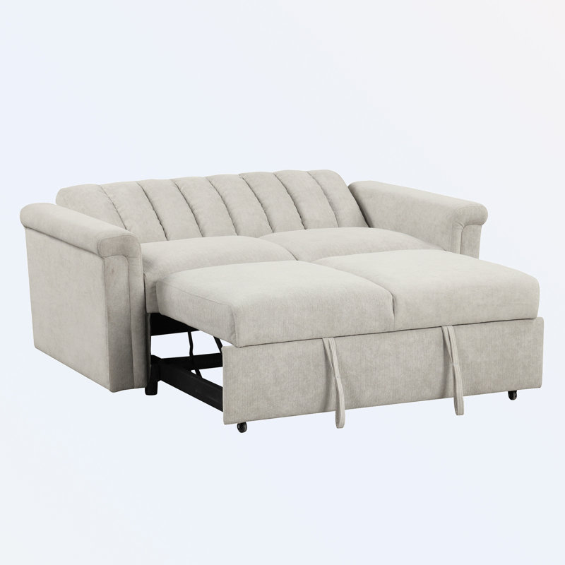 Canapé-lit convertible à coussins moelleux, Mélange de polyester beige