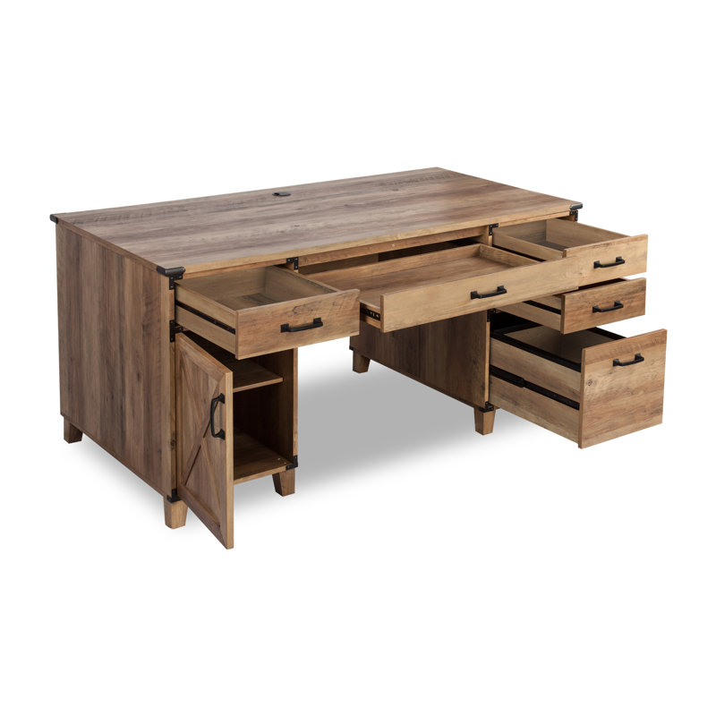 Nguyen 59'' Farmhouse Executive Desk with Drawers