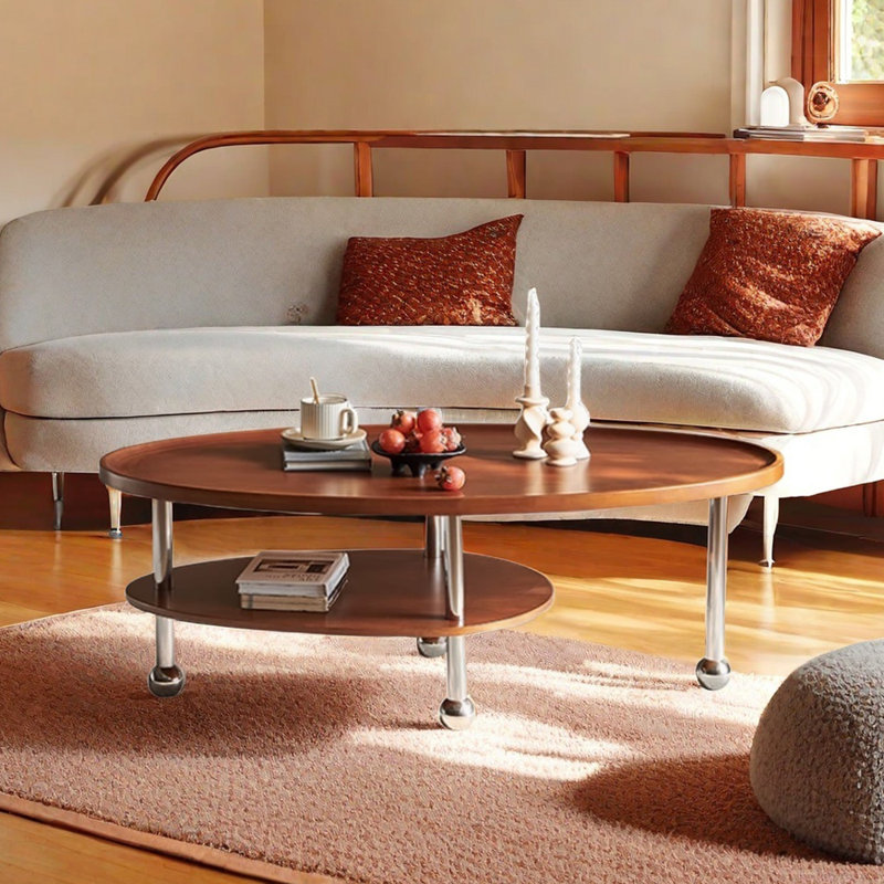Solid wood coffee table with retro design