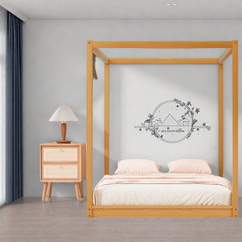 Grand lit à baldaquin moderne en bois, MDF de pin pour la maison