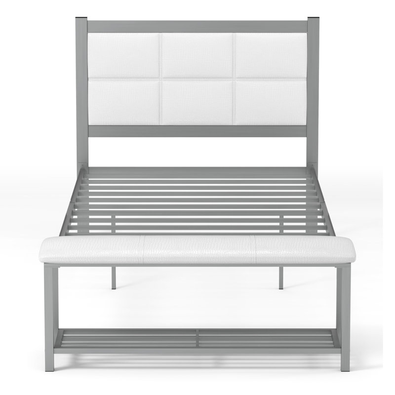 Lit de rangement capitonné Jax, Simple, Blanc