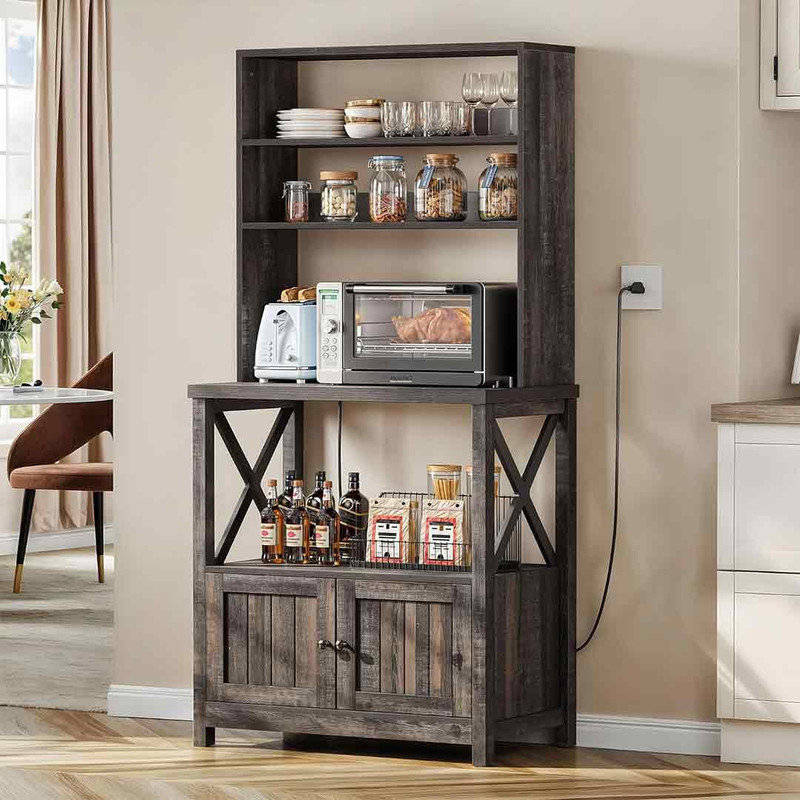 FERACT Microwave Stand Bakers Rack Farmhouse Freestanding