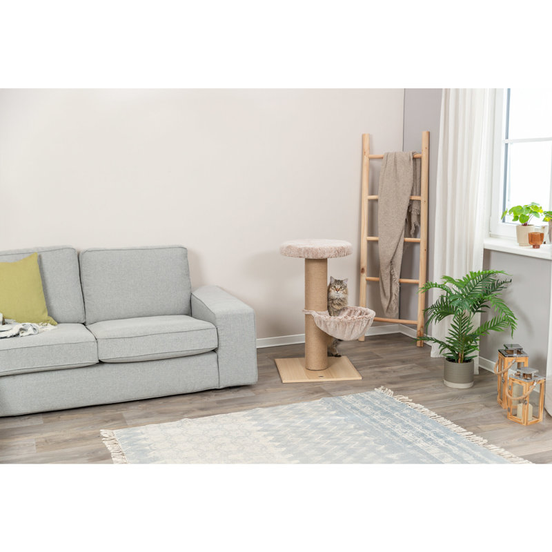 Beige Sisal and Plush 33" Cat Tree with Hammock