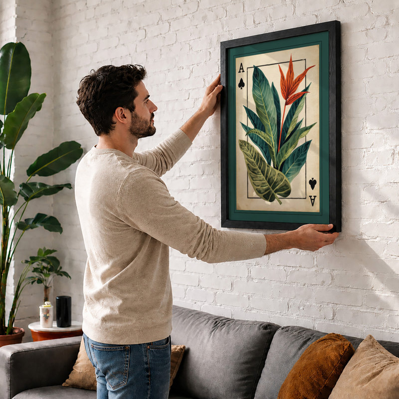 Ace of Spades Botanical - Framed Print, Black, A3 - 42.0 x 29.7 cm