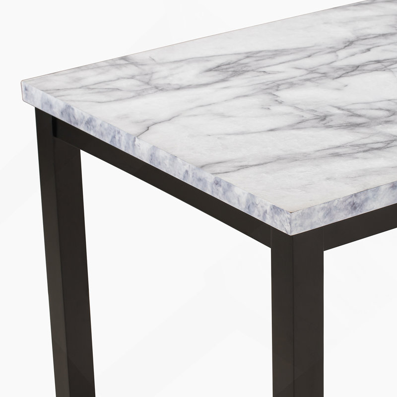 Table de salle à manger 5 pièces en faux marbre avec 4 coussins épais