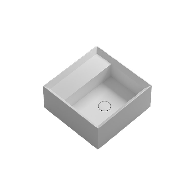 Cut 17.7'' L Bathroom Sink, Matte White, Matte White, Wall Mounted Faucet