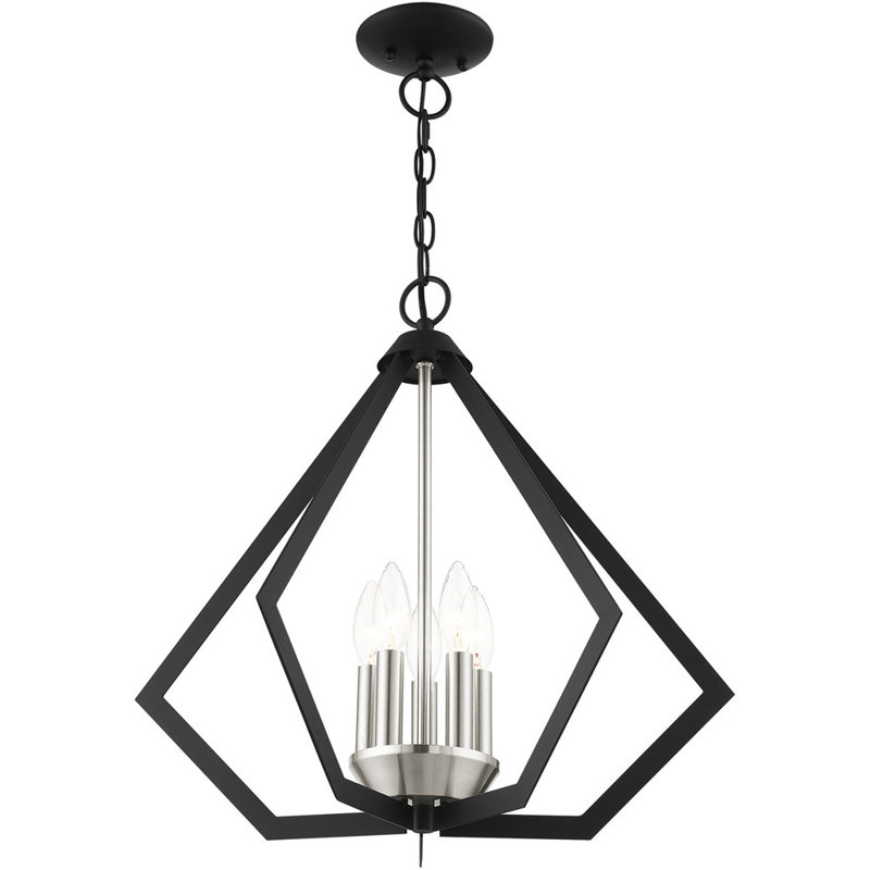 Lustre géométrique à 5 lumières Leena, Noir