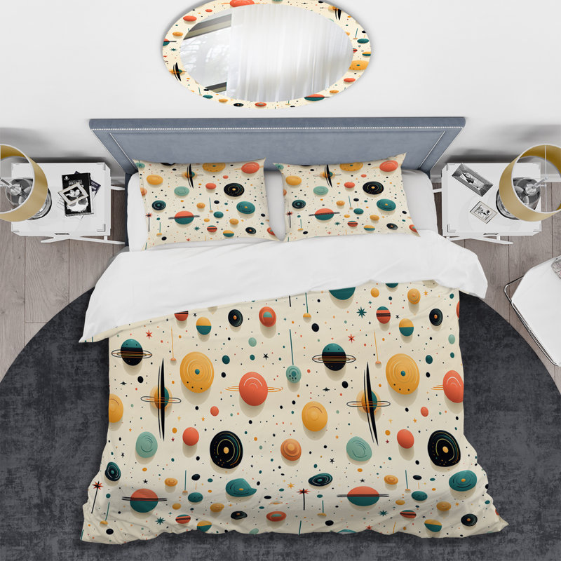 Cosmic Landscape - Geometric Duvet Cover Set, King Duvet Cover + 2 King Shams