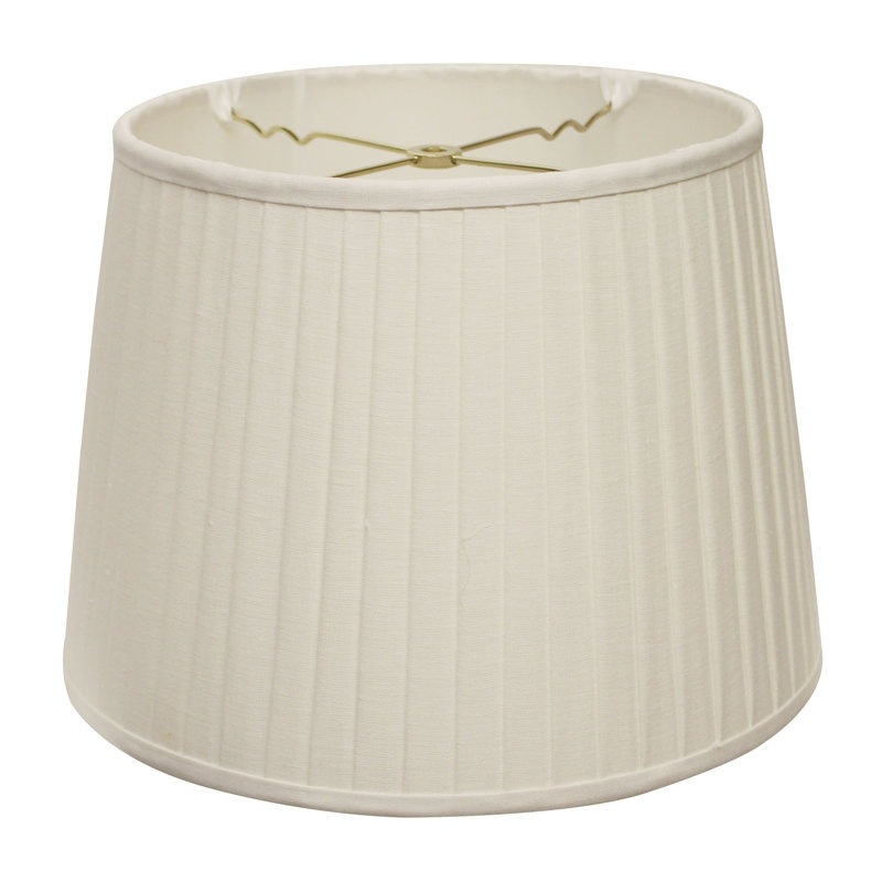 14" Paperback Linen Lampshade With Side Pleats, White