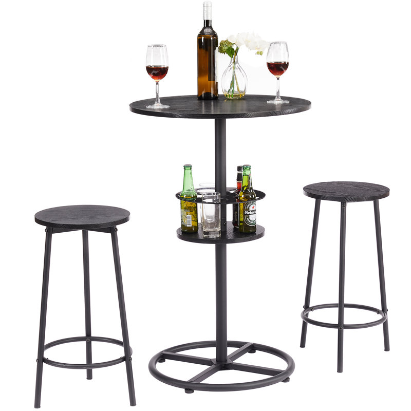 2 - Person Pedestal Dining Set, Black