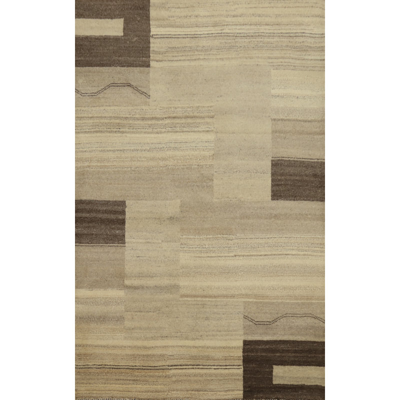 Tapis à motif géométrique moderne et chic Gabbeh 5 x 8