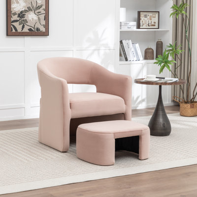Kyah Upholstered Barrel Chair With Ottoman