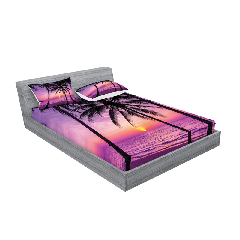 Drap-housse et coussin décoratif Ambesonne Mauve noir, Ensemble de draps pour très grand lit californien