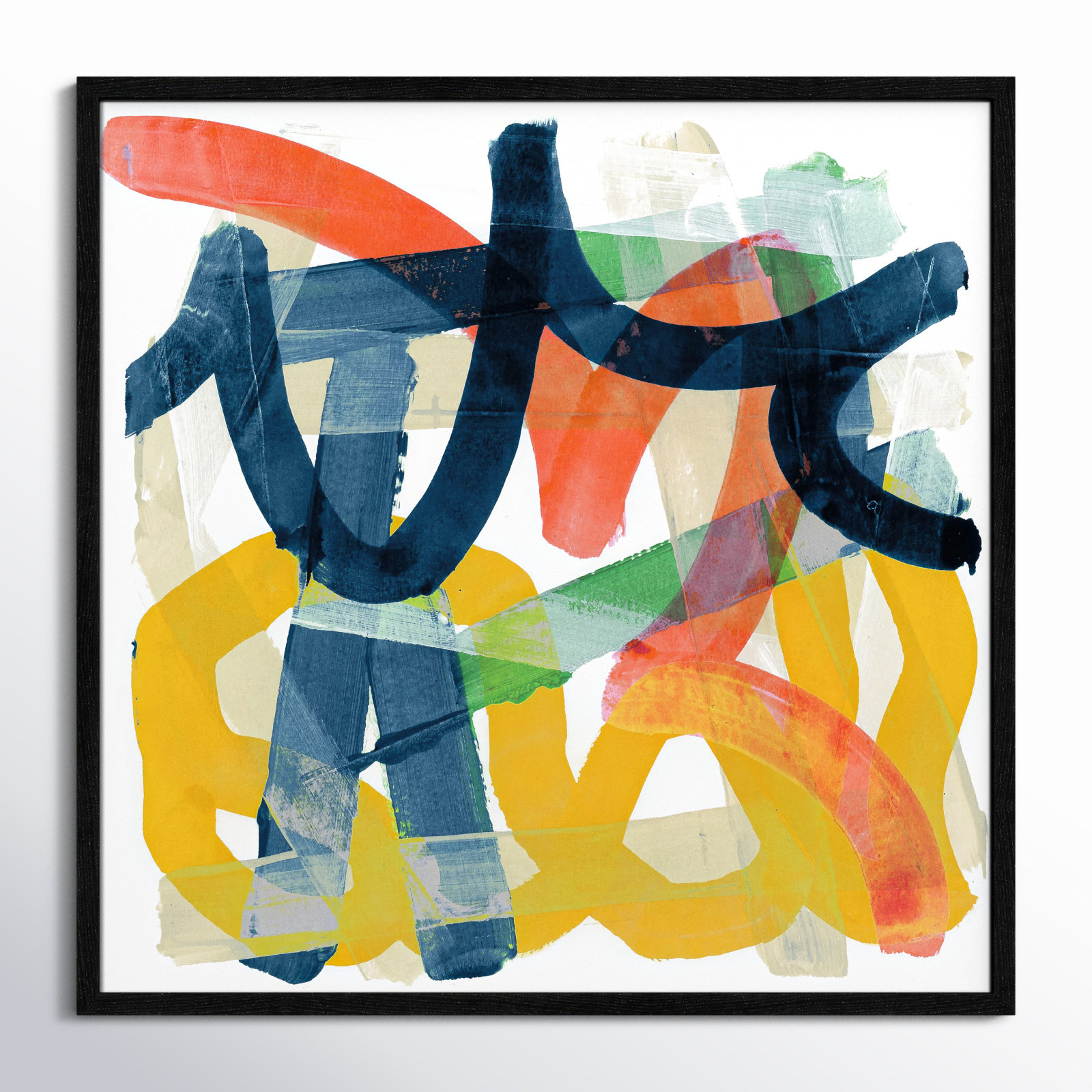 Shuffling by Cartissi - Picture Frame Painting, Black Framed, 27.5" H x 27.5" W x 0.75" D