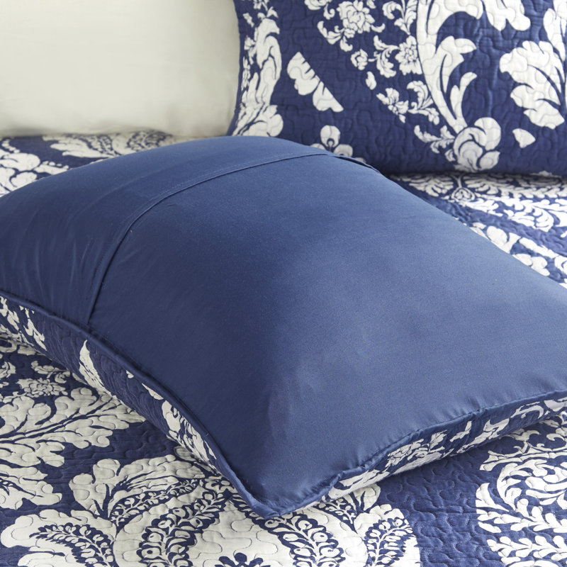 Indigo and White Cotton Reversible King Quilt Set