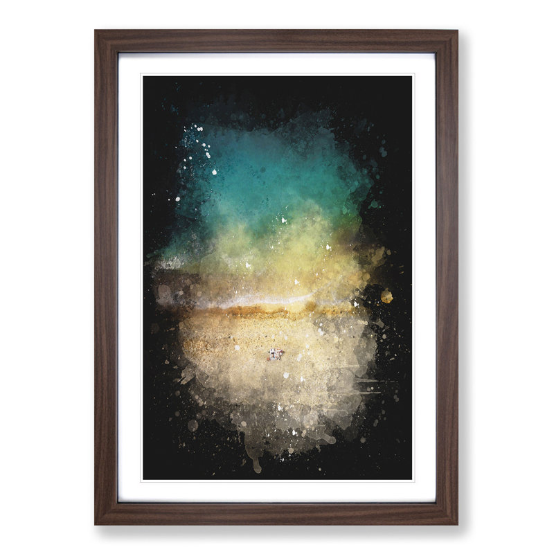 Aerial View of Brighton Beach - Picture Frame Graphic Art Print, Walnut Framed, 63cm H x 45cm W x 2cm D