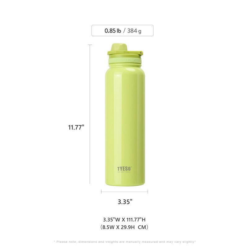 Bouteille de sport légère en acier inoxydable avec poignée TYESO, 40 oz, Vert