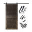 Porte de grange en forme de diamant 30 po x 84 po Homber Ebony avec ensemble de quincaillerie d'installation sans dérivation, rail 5,5 pi-122879103