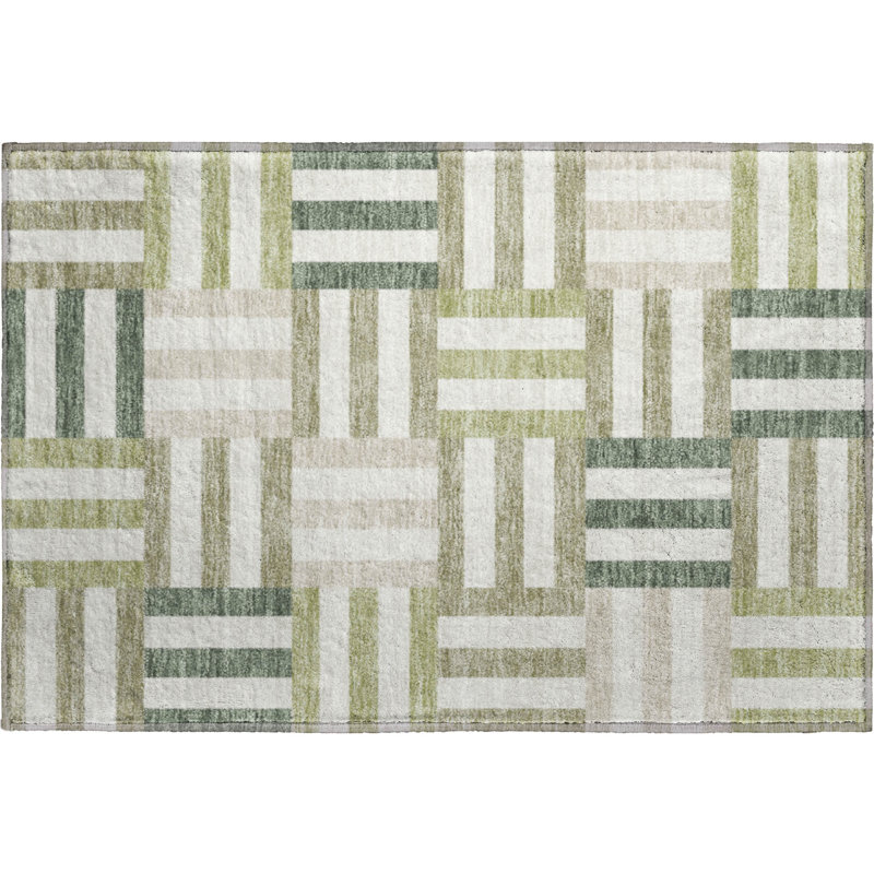 Premium Machine Washable Mayfield AMF2332 Geometric Rug, 1'8" x 2'6", Sage