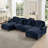 Classic U Shape 4 Seater Modular Sectional Sofa With Flared Arms, Removable Ruffles, And Movable Ottomans For Versatile Comfort And Style-165159275