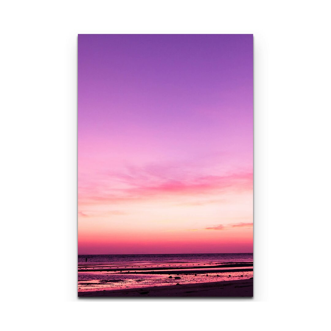 Leinwandbild Pinker Sonnenuntergang am Meer