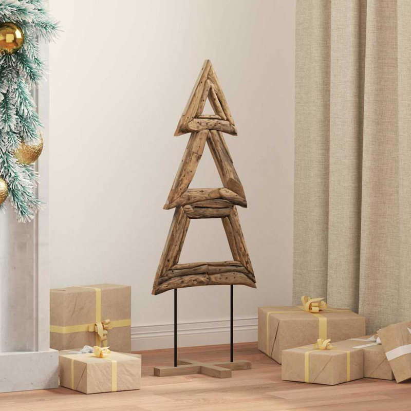 Christmas Tree with Stand Brown Solid teak wood, 2.95' H